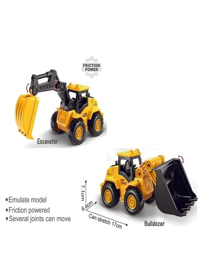 VARIYA ENTERPRISE Unbreakable Construction Vehicles for Kids Pretend Play Toy Trucks Bulldozer Play Set Building Vehicles Set for Kids 3-14 Years Excavator (210-13) - Image 2